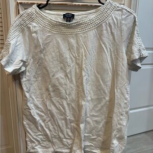 Jones New York Cream Short Sleeve Top